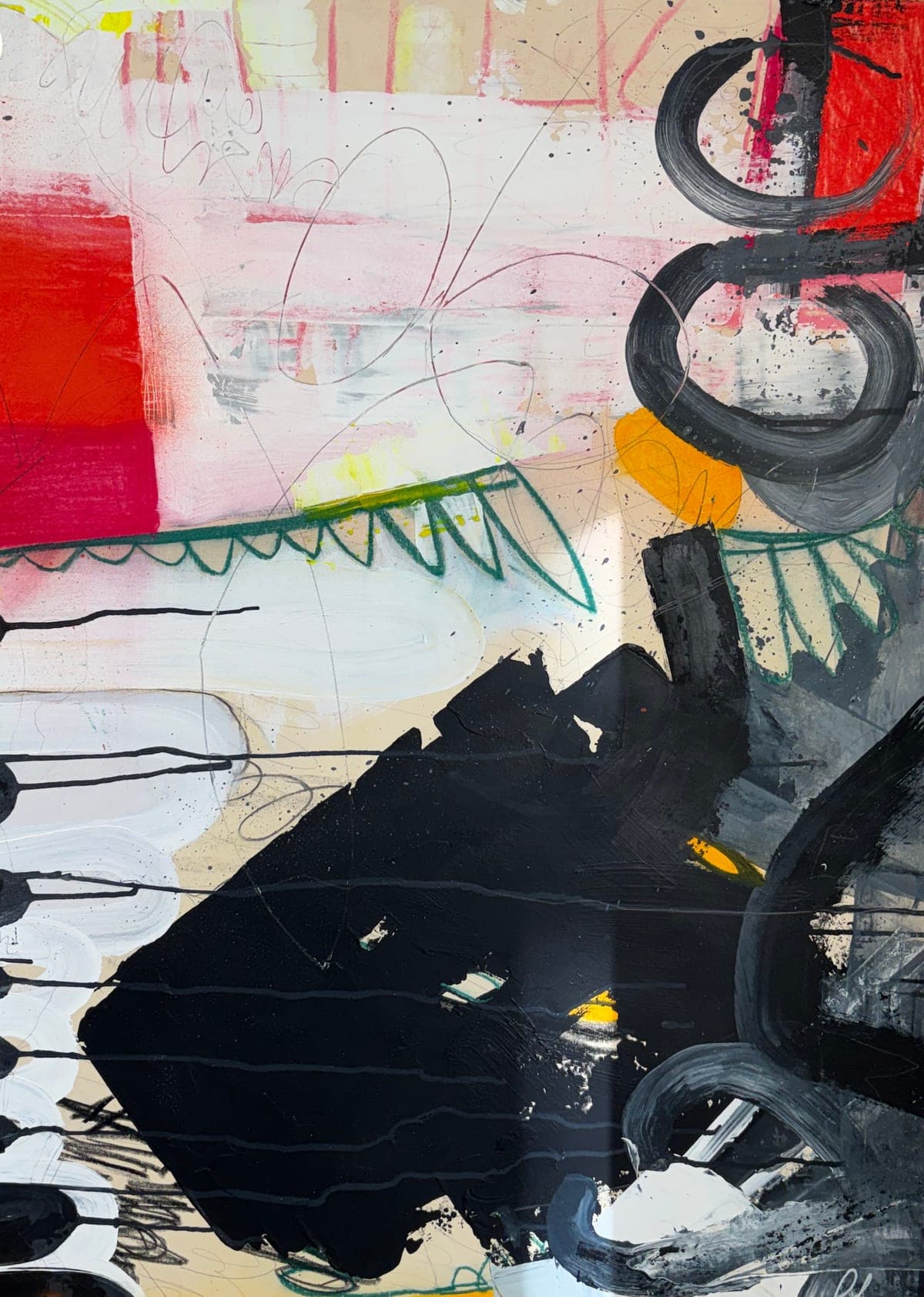 „Can’t see much in the future“ — Abstraktes Mixed-Media-Werk von Fanny Harms